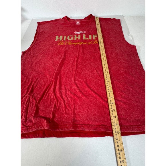 Miller High Life Mens Red Sleeveless Graphic T-Shirt The Champagne of Beers - Picture 6 of 7
